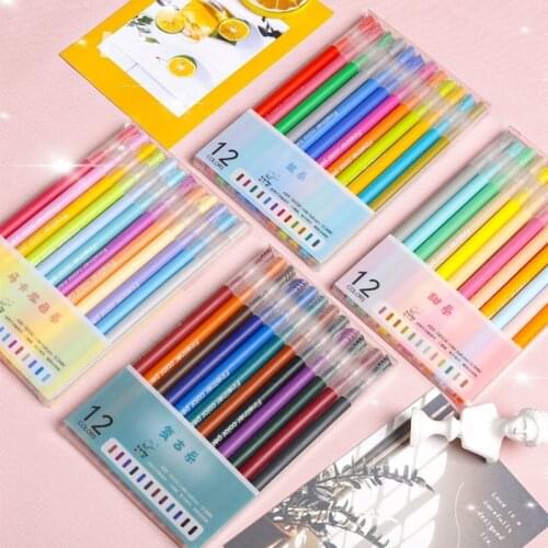 12pcs Fineliner Color Pen Set Retro 0.4mm Ballpoint Fine Marker Liner Drawing for Diary Stationery Roller Ball Pens School A6226