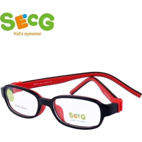 SECG Square Detachable Soft Kids Glasses Frame Flexible Students Solid Silicone Children Glasses Optical Eyeglasses Lunette