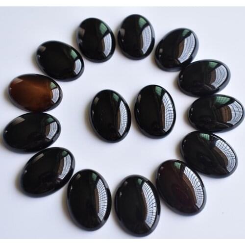 Wholesale 30pcs/lot fashion good quality black Onyx Oval CAB CABOCHON stone beads 25x18mm for DIY jewelry Accessories making