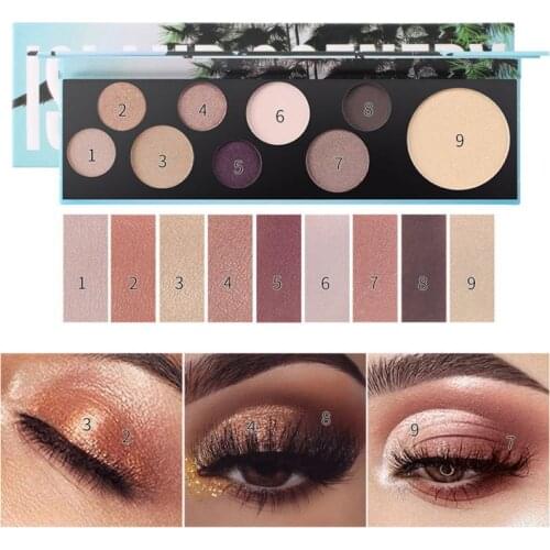 9Colors Glitter Shimmer Eyeshadow Palette Easy to Draw Not Flying Powder Long-lasting Not Smudge Eyes Makeup Shiny Look TSLM2
