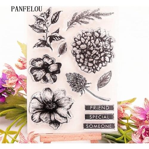 PANFELOU charm of flowers Transparent Silicone Rubber Clear Stamps cartoon for Scrapbooking/DIY Easter wedding album
