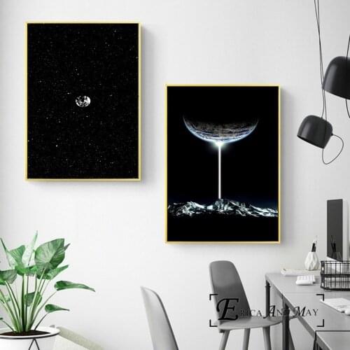 Planet Universe Space Minimalist Poster Prints Oil Painting On Canvas Wall Art Murals Pictures For Living Room Decoration