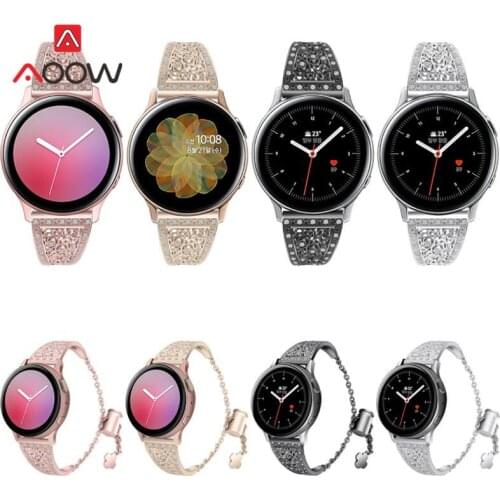 Metal Chain Strap for Samsung Galaxy Watch Active 2 40mm 44mm Active2 Huawei Amazfit 20mm 22mm Jewelry Bracelet Band Adjustable