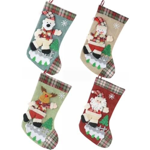Christmas Gift Bags Christmas Stocking Xmas Tree Ornaments for Home New Year Socks Noel Natal Navidad Decoration Kids Gifts 2021