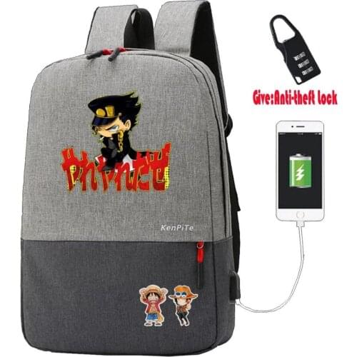 Anime Jo Jos Bizarre Adventure Backpack student school Bags men Travel bag teenagers Laptop Anti-theft USB Charging Knapsack