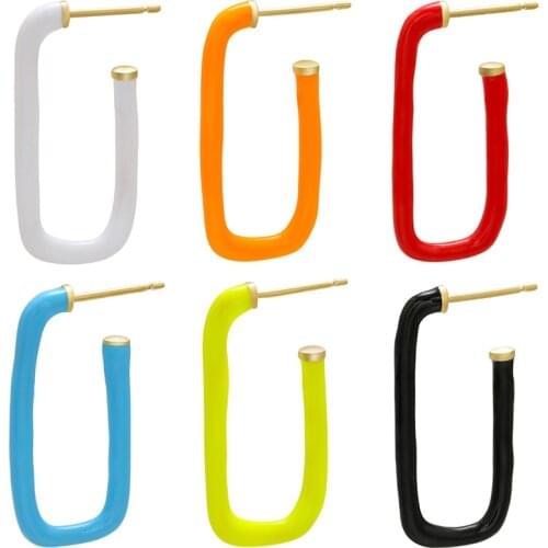 Earrings for Women Oil Dripping Multi-color Optional Cuff Earrings Color Dripping Oil Rectangular Geometric Jewelry Halloween