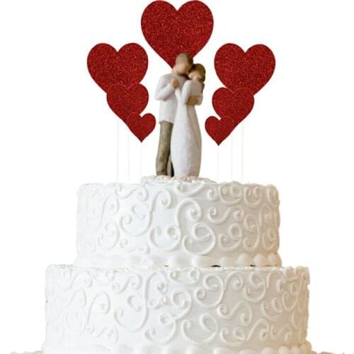 Wedding Cupcake Topper Set Love Heart Sweet Lovers Cake Topper For Anniversary Valentines Day Wedding Party Cake Decorations