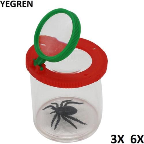 Insect Magnifier Observation Insects Small Animal Bugs Magnifying Glass Cylindrical Spider Educational Toy Viewer 3X 6X Children