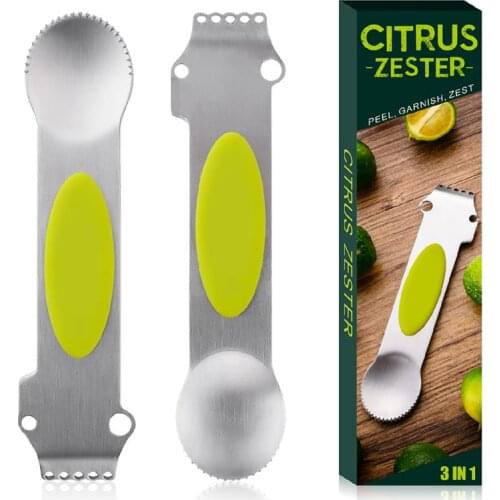 Lemon Slicer Multi-functional Orange Peeler Stainless Steel Food Grade Silicone Three-in-one Peeler Kitchen Vegetable Fruit Tool