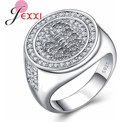 Trendy Neutral Silver Color Scorpion Ring Eternity 925 Sterling Silver Ring Casual Sporty Men & Women Jewelry Gift
