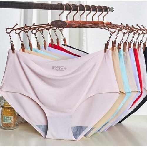 New Womens Solid Color Nylon Polyester Seamless Panties Ladies Breathable Mid-Waist Sexy Underwear Briefs