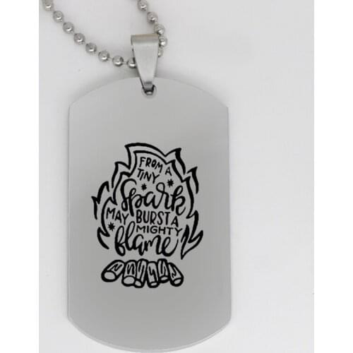 Ufine jewelry safe remind pendant army card from a tiny spark may burst a mighty flame stainless steel customed necklace N4251