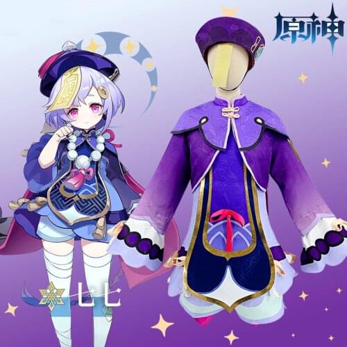 [STOCK] Anime Game Genshin Impact Qiqi Original Ver. Zombie Cute Party Outfit Cosplay Costume Halloween Free Shipping 2020 New