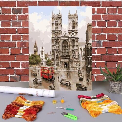 Landscape Printed 11CT Cross-Stitch Embroidery Full Kit DMC Threads Painting Craft Handiwork Needlework Floss Different