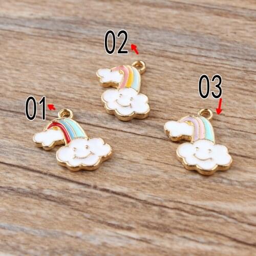 10pcs/lot 11*17mm Enamel Smile Face Cloud Charms Metal Cloud Pendants Alloy Dangle For Earrings Jewelry Making DIY