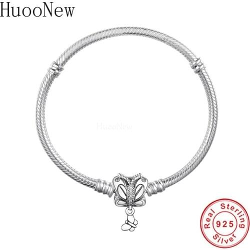 16-22CM Authentic 100% 925 Sterling Silver Snake Chain Bangle & Bracelet for Women Luxury Jewelry Making