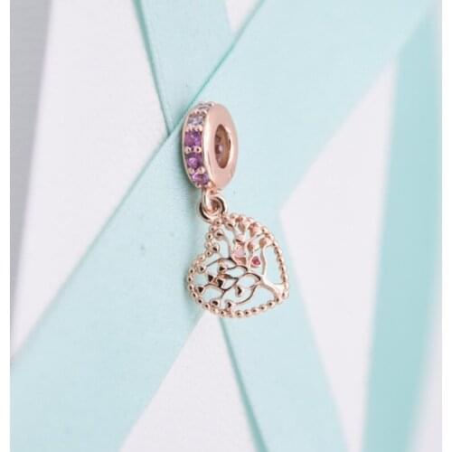 2019 New Autumn Rose leaf hollow heart Charms fit silver 925 jewelry necklaces bracelets DIY pendant for jewelry making