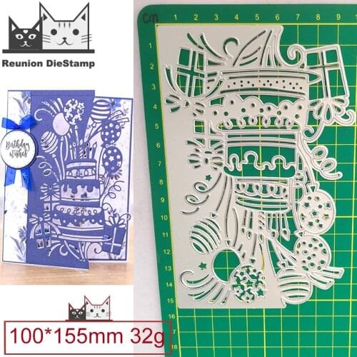 2021 Cut Die Happy Birthday Cake Lace Metal Cutting Dies DIY Scrapbooking Steel Craft Die Cut Embossing Paper Cards