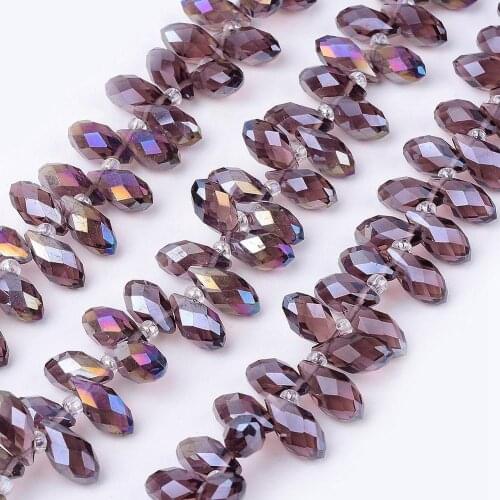 5Strand Glass Beads Strands Spacer Charms Faceted Drop Beads for DIY Jewelry Making Necklaces Bracelets Accessories 11.5~13x6mm