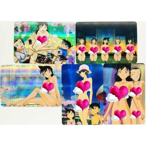 5pcs/set Detective Conan Case Closed Rachel Moore Sexy H Nude Toys Hobbies Hobby Collectibles Game Collection Anime Cards