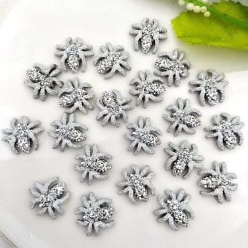 60Pcs Silver Spider Flatback Resin Cabochon Kawaii Embellishments for Scrapbooking DIY Hair Bows Center