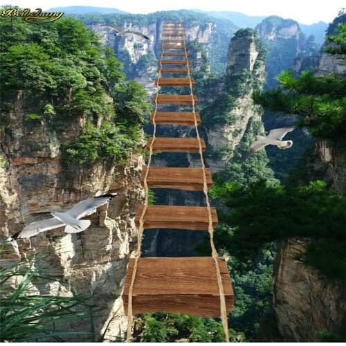 Beibehang Custom Photo 3D Floor Painting Wallpaper Mountain Cliff Access 3D 3D Painting papel de parede
