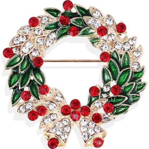 BUDROVKY Rhinestone Christmas Flower Circle Brooch Vintage New Deisgn Luxury Star Brooches High Quality Party Jewelry