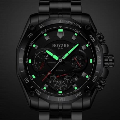 Luxury Brand Mens Automatic Mechanical Watches Fashion Business Watch for Men Steel Band Waterproof Wristwatches Reloj Hombre
