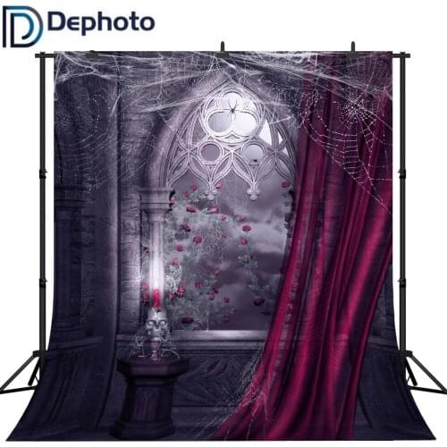 Dephoto Photographic Background Window Rose Spider Web Candle Halloween Photo Photography Backdrops for sale high quality