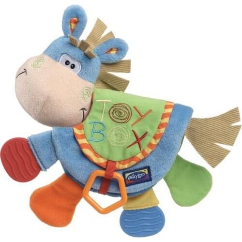 0-12 Month Baby Rattles Teether Cloth Book Toys Cute Donkey Animal Toddlers Learning early Education Horse Xmas Gift