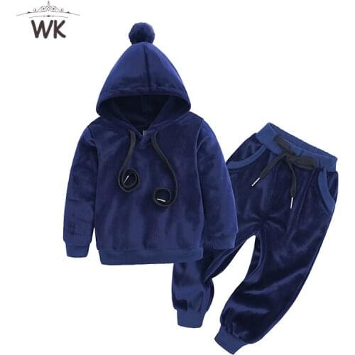 Children sportwear Girls clothing sets Spring Autumn Tracksuits Hooded kids sports suits Velvet warm set boys outfits JT-377