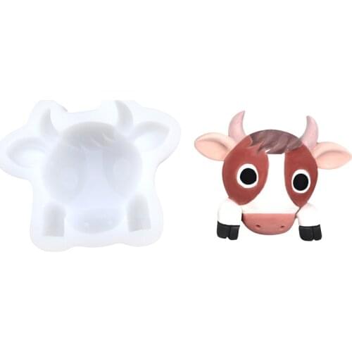 DIY Baked Cow Head Silicone Mold Cartoon Animal Liquid Silicone Sugar Cake Decorative Mold XGY-356