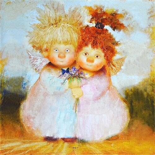 Angel Bee Flower Printed Canvas 11CT Cross-Stitch Complete Kit Embroidery DMC Threads Painting Craft Knitting Decor