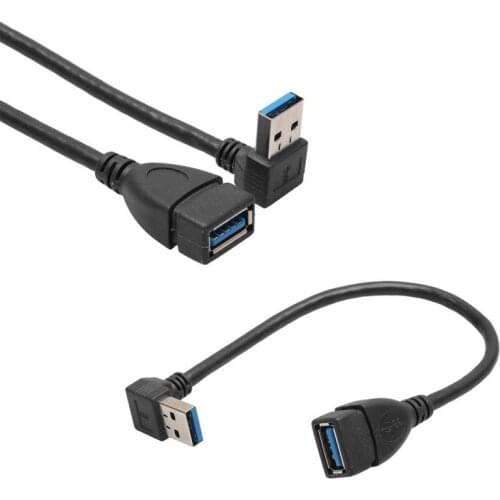 20cm USB 3.0 Right / Left /Up/Down Angle 90 Degree Extension Cable Male To Female Adapter Cord USB Cables
