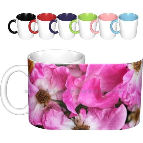 Pink Flowers With White Center Ceramic Mugs Coffee Cups Milk Tea Mug Flowers Pink White Petals Angela Creative Trending Vintage