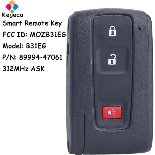 KEYECU Smart Remote Car Key Fob 3 Buttons 312MHz ASK for Toyota Prius Hybrid 2004 2005 2006 2007 08 2009 MOZB31EG, 89994-47061