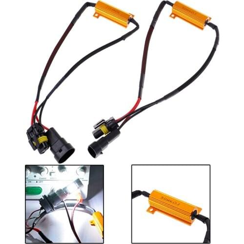 2Pcs 50W H7/9005/9006 Car Load Resistor Error Canceller LED Decoder Canbus Free Wiring Canceller Decoder Light
