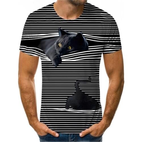 Fashion summer new style pet cat 3D printing mens and womens T-shirts, O-neck custom couple shirts, casual mens streetwear