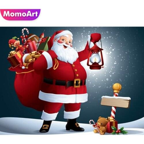 MomoArt 5D DIY Diamond Painting Christmas Santa Claus Cross Stitch Kit Diamond Embroidery Cartoon Wall Art Decorations