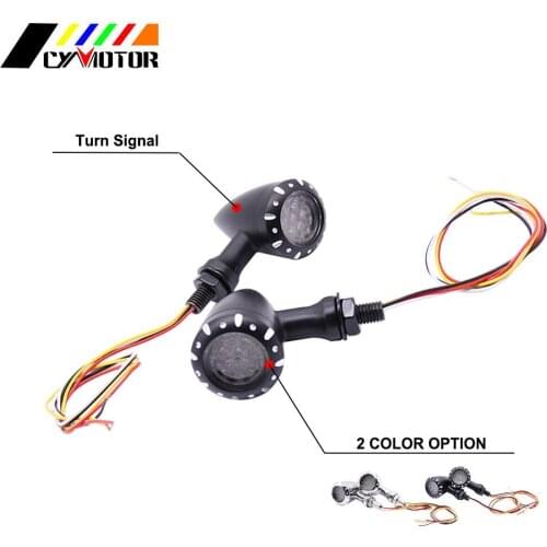 Motorcycle Flashing LED Turn Signals Brake Blinker Light 12v For Harley Chopper Cruiser Bobber Cafe Racer Black Indicator Light