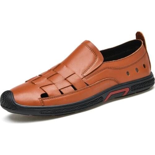 Men Casual Shoes Fashion Genuine Leather Shoes Comfortable Breathable Mens Outdoor all-match wear-resistant Flat shoes