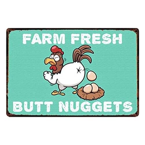 Nobrand Farm Fress Butt Nuggets Eggs Funny Metal Sign Home Decor Gift Wall Craft Art Painting 12x8inch