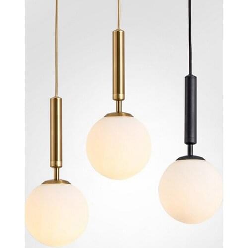 Latest design rain drop hanging lamp black copper metal white glass balls pendant lights