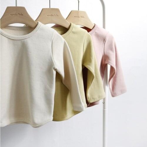 2019 New Autumn Full Pure Cotton Baby Girls T Shirt Long Sleeve Clothes Newborn Infant Clothing Toddler Boys Simple Basic Tees