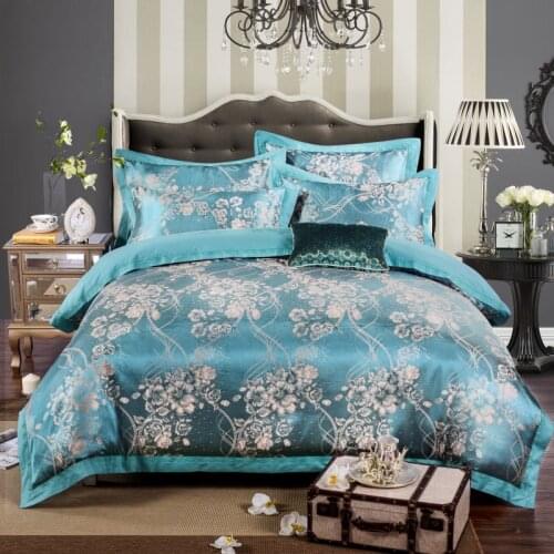 New Sliver Golden Luxury Satin Jacquard bedding sets bed set double queen king size duvet cover bed sheet set pillowcase
