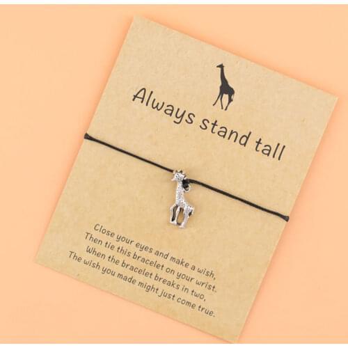 New Giraffe Wish Bracelet Friendship Charm Bracelet for Best Friends Gifts Girlfriends Animal Wish Bracelets Wish Card