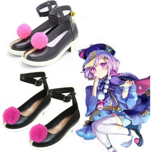 Genshin Impact Keqing Qiqi Cosplay Shoes Boots High Heel Shoes Halloween Carnival Cosplay Costume Accessories