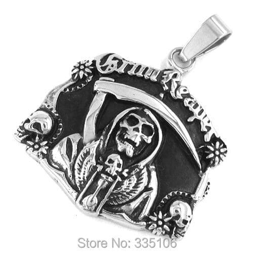 Wholesale Grim Reaper Skull Pendant Stainless Steel Jewelry Classic Cool Skull Biker Mens Pendant SWP0257A