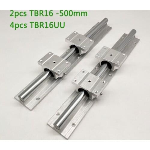 Support Linear rails Assemblies 2pcs TBR16 -500mm with 4pcs TBR16UU Bearing blocks for CNC Router