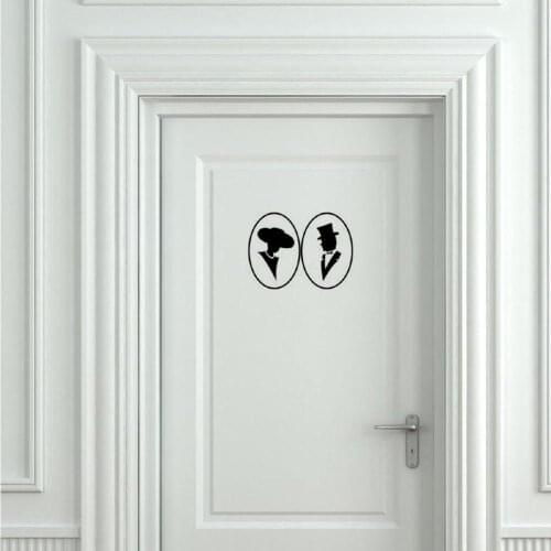 Makeyes Hat Retro Toilet Stickers Woman Man Head Wall Sticker Toilet Bathroom Decoration Door Decor Vinyl Home Wall Decor Q244
